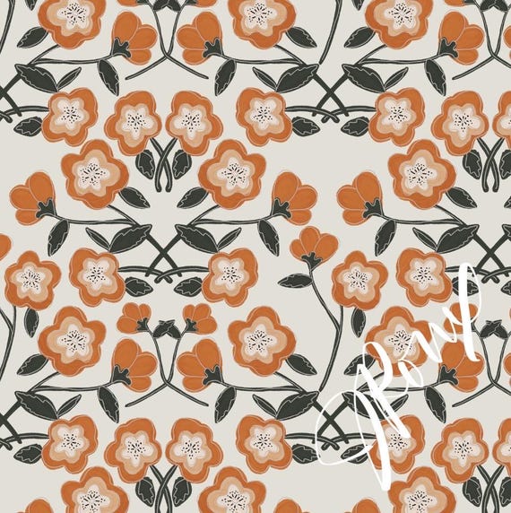 Rust Orange Floral Duvet Cover