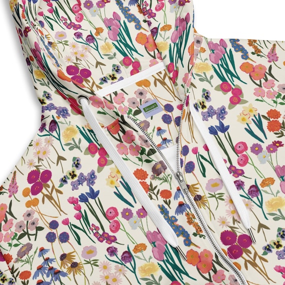 Floral Unisex Zip Hoodie by Jrouxart // Wearable art // Boho Sweatshirt