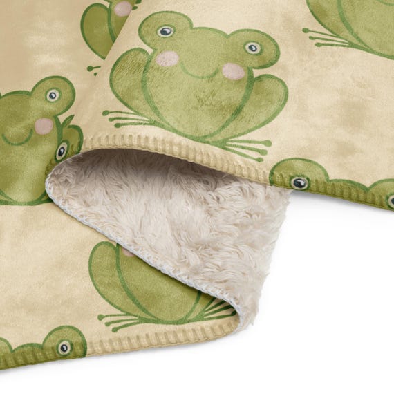 Cute Frog Sherpa Baby Blanket, Soft Polyester Fibers