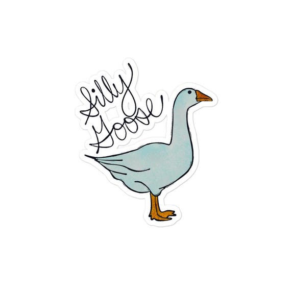 Silly Goose Sticker / Cursive Writing Adorable Goose Decal