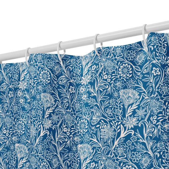 Cobalt Blue Floral Shower curtain