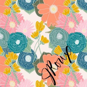 Flower Duvet Cover, Spring Floral Bedding, Cheerful Flower Pattern
