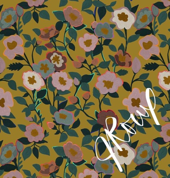 Floral Duvet Cover, Warm Boho Bedding, Gold Botanical Comforter Cover, Earth Tone Bedroom Decor