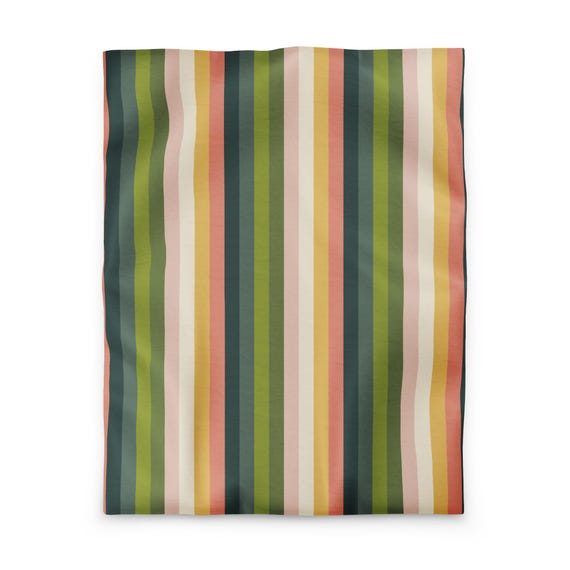 Striped Duvet Cover, Green Preppy Bedding, Classic Stripe Comforter Cover, Modern Bedroom