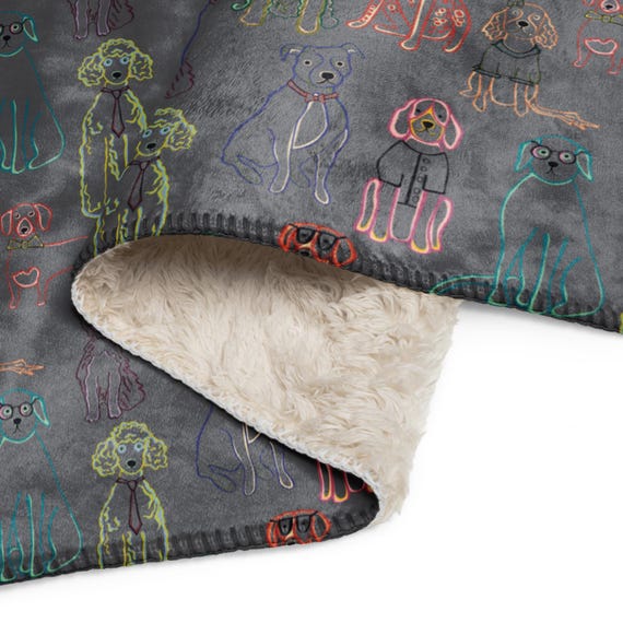 Dog Design Blanket: Jrouxart Original Doggies, Soft Sherpa Fleece