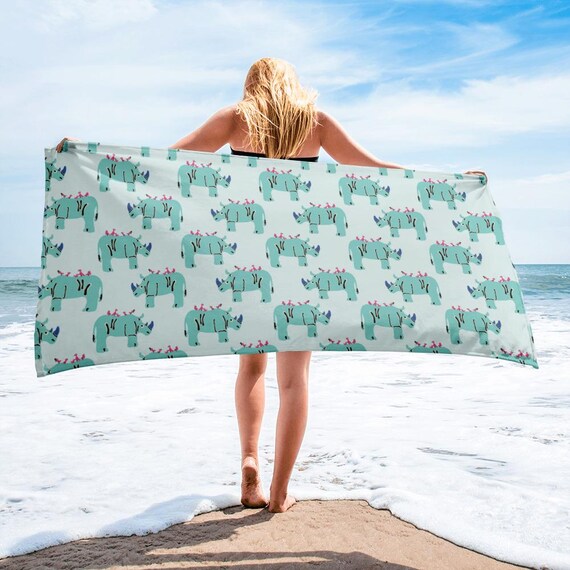Blue Rhino Beach Towel / Aqua Blue