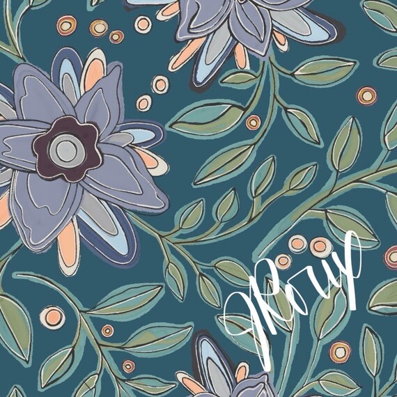 Contemporary Floral Duvet Cover – Bold Dark Teal Bedding
