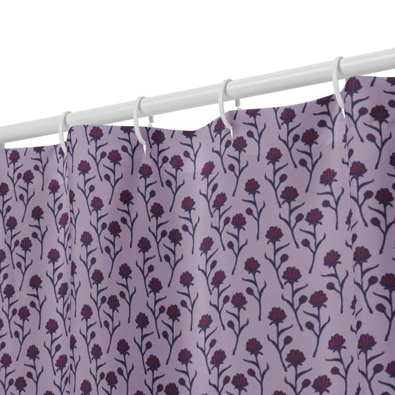 Lavender Floral Shower Curtain, Boho Bathroom Decor, Purple Cottagecore Bath, Soft Nature Inspired Home