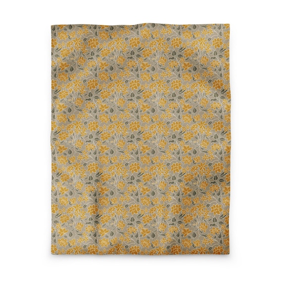 Yellow Floral Duvet Cover /Boho Bedding