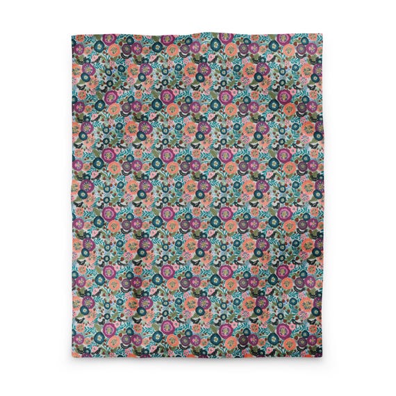 Gathered Meadow Songbirds Duvet Cover | Cottage Floral Bedding