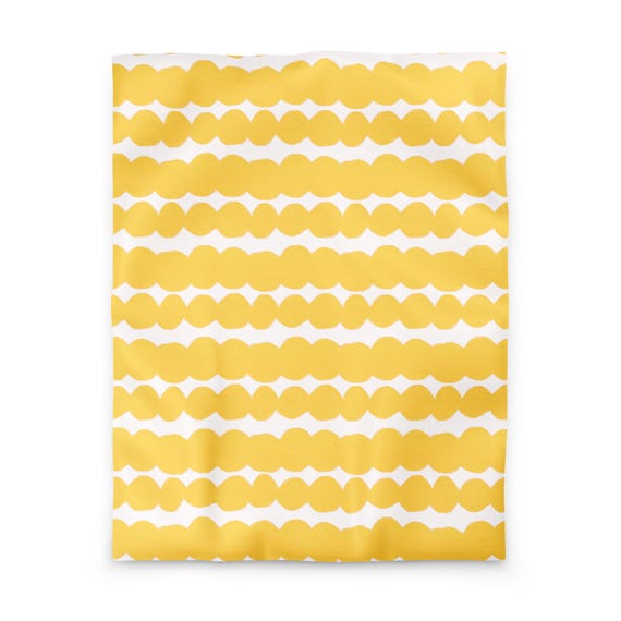 Yellow and White Duvet cover / Hand drawn Bubble Stripes in Lon Yellow