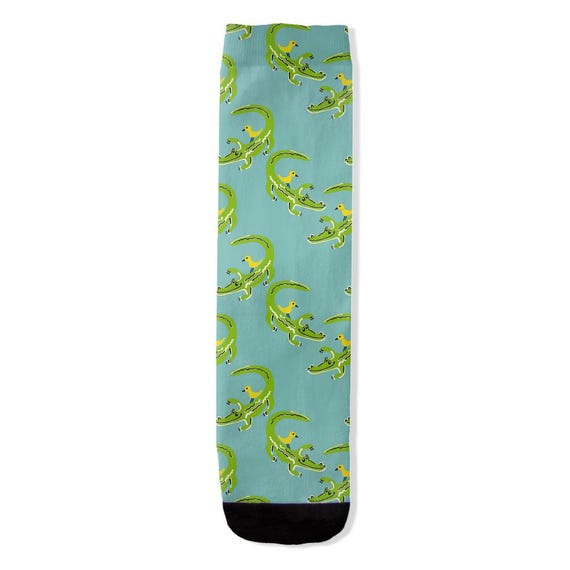 Alligator & Bird Socks, Novelty Animal Print, Funky Patterned