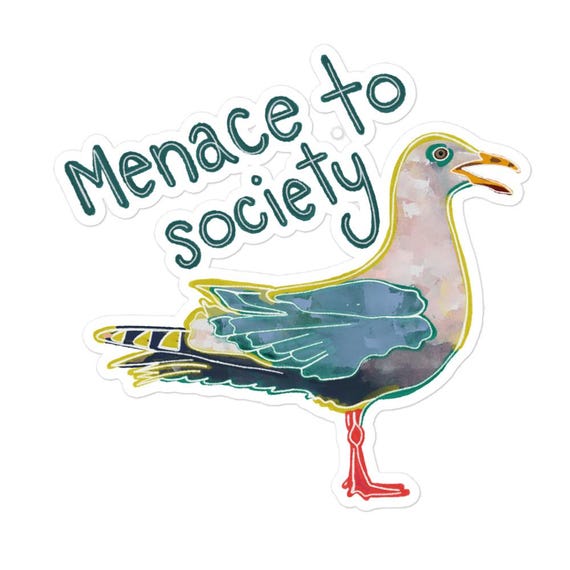 Seagull Sticker / Menace to Society/ Animal Puns