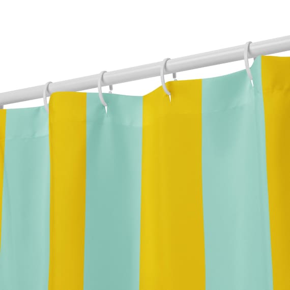 Aqua and Yellow Stripes Shower curtain