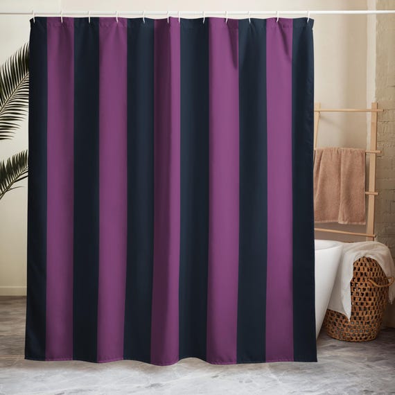 Striped Shower Curtain, Modern Minimalist Bathroom Decor, Bold Color Block Bath, Preppy Graphic Stripe Design