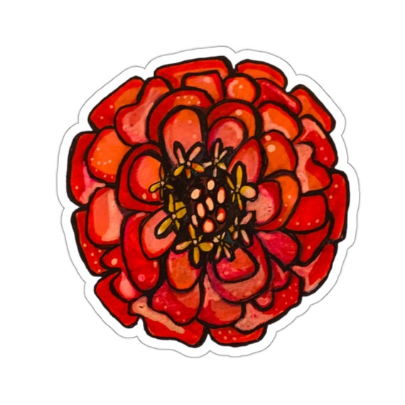 Vibrant Orange Zinnia Sticker - Add Instant Pop of Color!