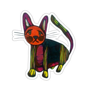 Pegatina de un gatito adorablemente triste