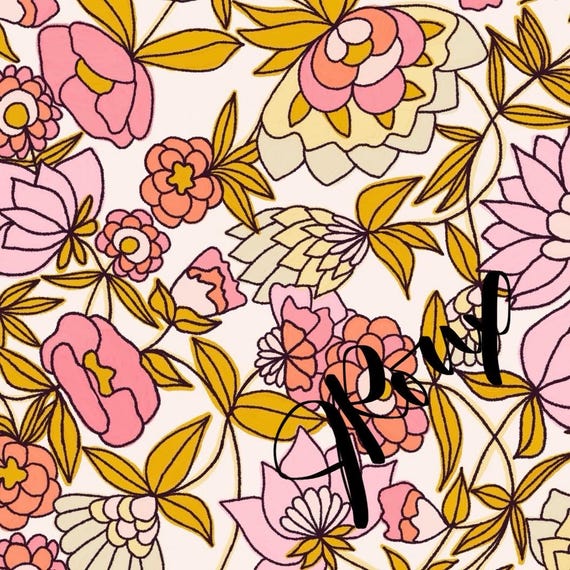 Pink And Gold Flower Duvet Cover / Cottagecore Bedroom Decor