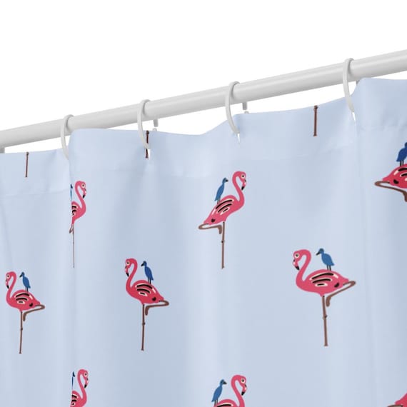 Pink Flamingo Shower Curtain // Fun Animal Shower Curtains