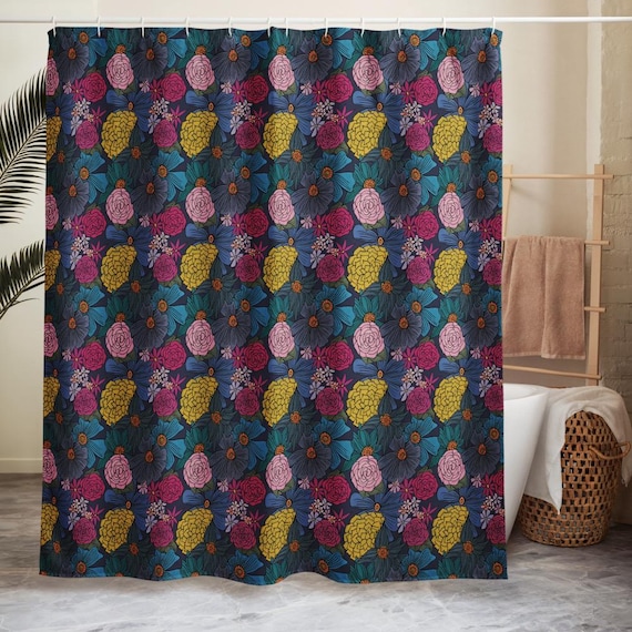 Floral Shower curtain / Bright yet Dark Flowers