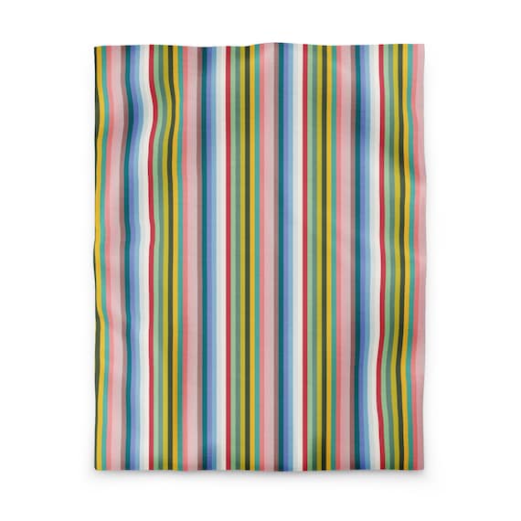 Colorful Stripes Duvet Cover, Multi Stripes Modern Duvet Cover