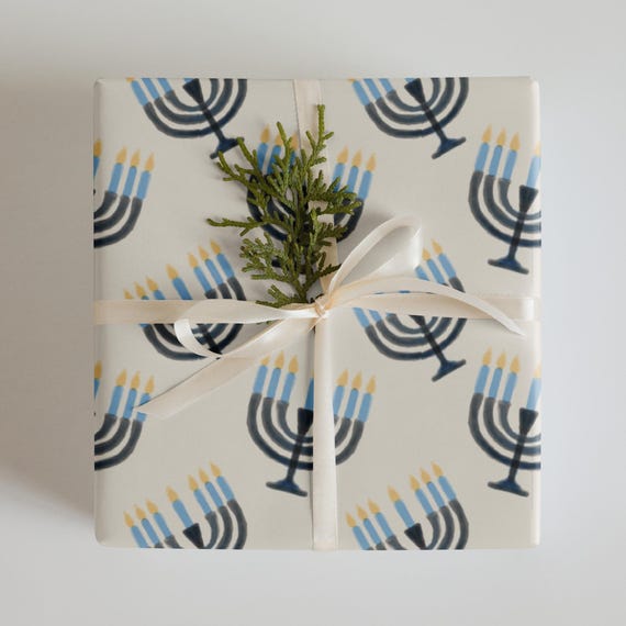Hannukah Wrapping Papers, Festival of Lights Gift Wrap, Jewish Holiday Packaging, 3 Sheets