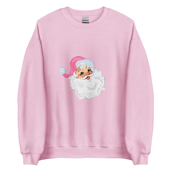 Retro Pink Santa Sweatshirt, Vintage Christmas Jumper, Holiday Crewneck, Pink Winter Sweater, Festive Santa Pullover, Christmas Gift