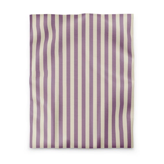 Lavender Striped Microfiber Duvet Cover: Lavender Mauve and Ivory Bedding