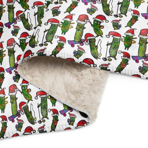 Christmas Pickles Playing Games Sherpa Blanket