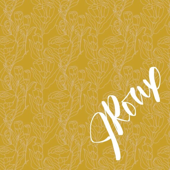Spring Tulips Floral Duvet Cover / Linocut Flowers Golden Yellow