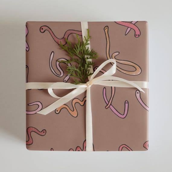 Worm Wrapping Paper Sheets / 3 Sheets each a diff color
