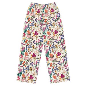 Flower Print Casual Pants // Floral unisex wide-leg pants