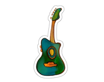 Green & Blue Guitar Sticker: Jrouxart Original Design
