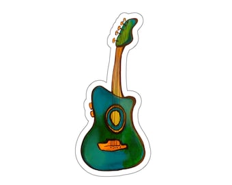 Green Guitar Sticker / Teal Guitar Sticker / Blue Guitar Sticker / Cool Guitar Sticker