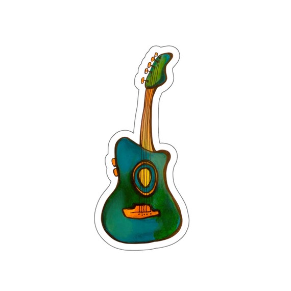 Green & Blue Guitar Sticker: Jrouxart Original Design