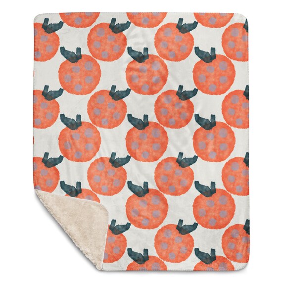 Orange Print Blanket, Sherpa Fleece, Gender Neutral Nursery