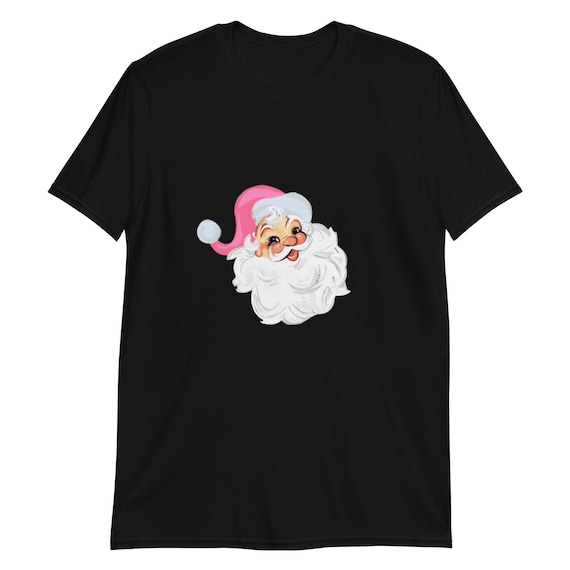 Vintage Santa Christmas Tee Shirt / Pink Retro Santa Short-Sleeve Unisex T-Shirt