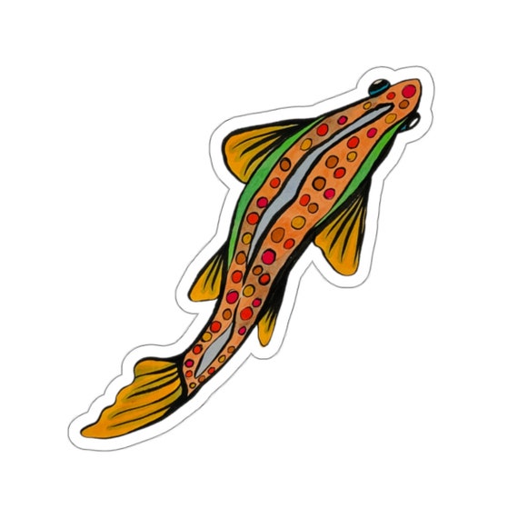 Fish Sticker - A Rainbow Trout Swimming