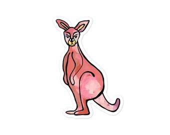 Pink Kangaroo Vinyl Sticker - Waterproof, Durable Design