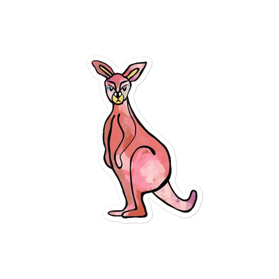 Pink Kangaroo Vinyl Sticker - Waterproof, Durable Design