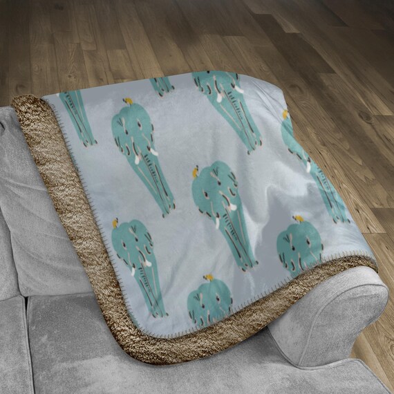 Light Blue Elephant Baby Blanket Sherpa Blanket