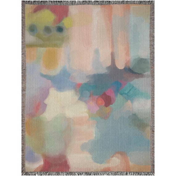 Colorful Woven Cotton Throw Blanket: Original Art by Jacqueline Roux