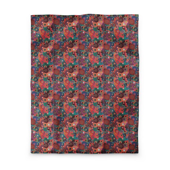 Floral Duvet Cover, Bold Red Bedding, Maximalist Flower Comforter Cover, Statement Bedroom Decor