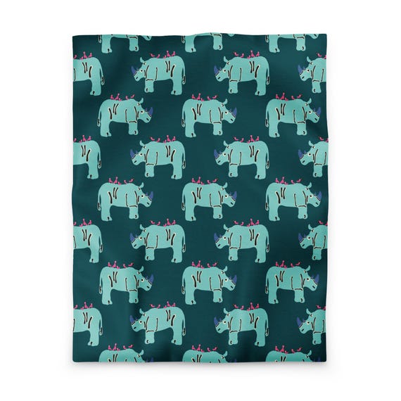 Rhino Duvet Cover, Fun Animal Bedding for Kids Room