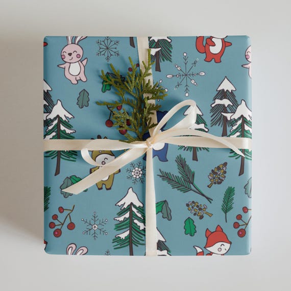 Snowy Winter Forest Animals Christmas Wrapping paper sheets