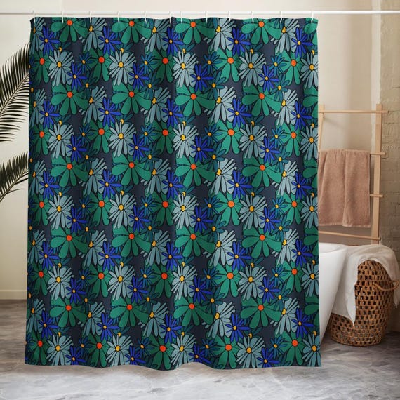 Blue Floral Shower Curtain