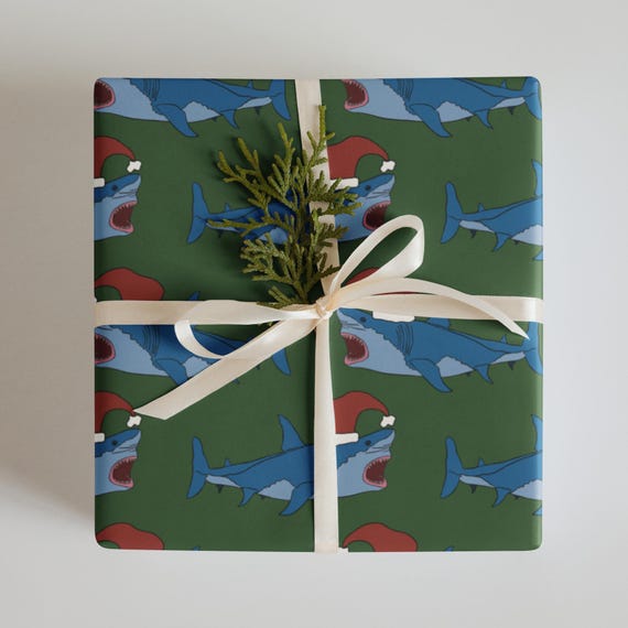 Santa Shark Christmas Wrapping paper sheets
