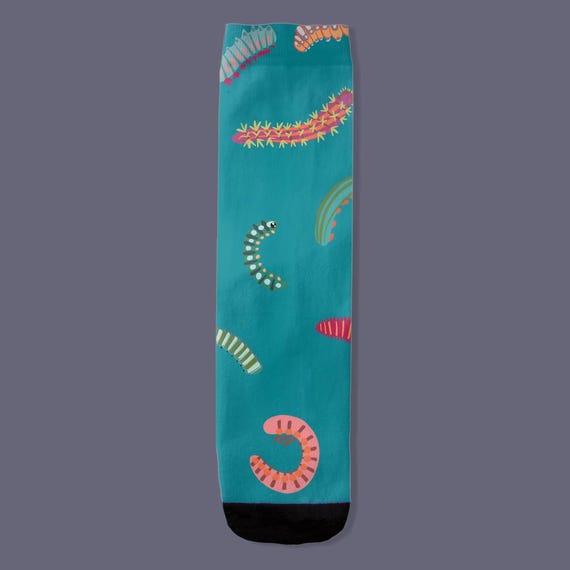 Caterpillar Socks, Cute Bug Socks, Funny Animal Gift, Whimsical Nature Socks, Cottagecore