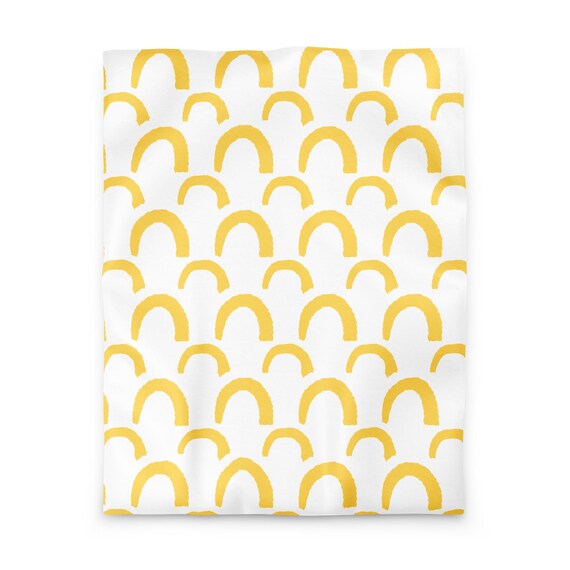 Yellow Abstract Brushstroke Duvet Cover | Modern Artistic Bedding by Jrouxart