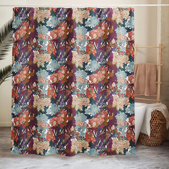 Garden Flower Shower curtain / Jrouxart Floral Bath Decor